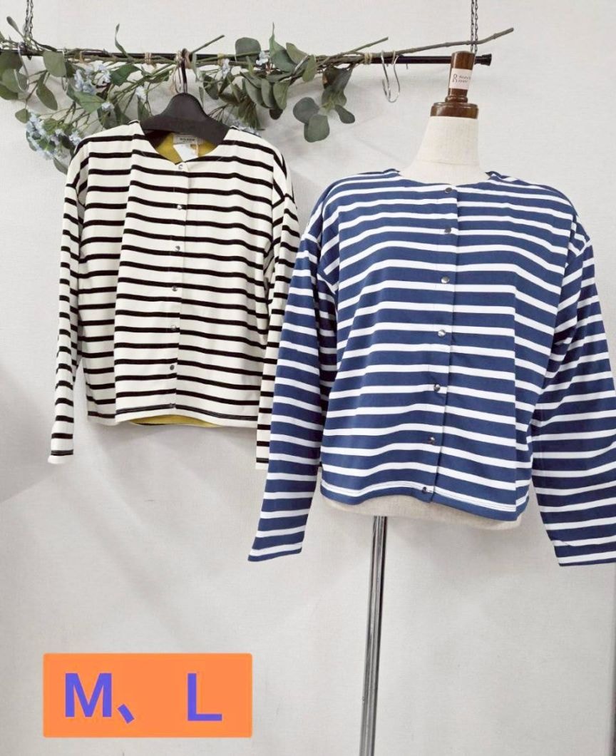 P000  裏配色ボーダーカーディガン（F2KA-710761）