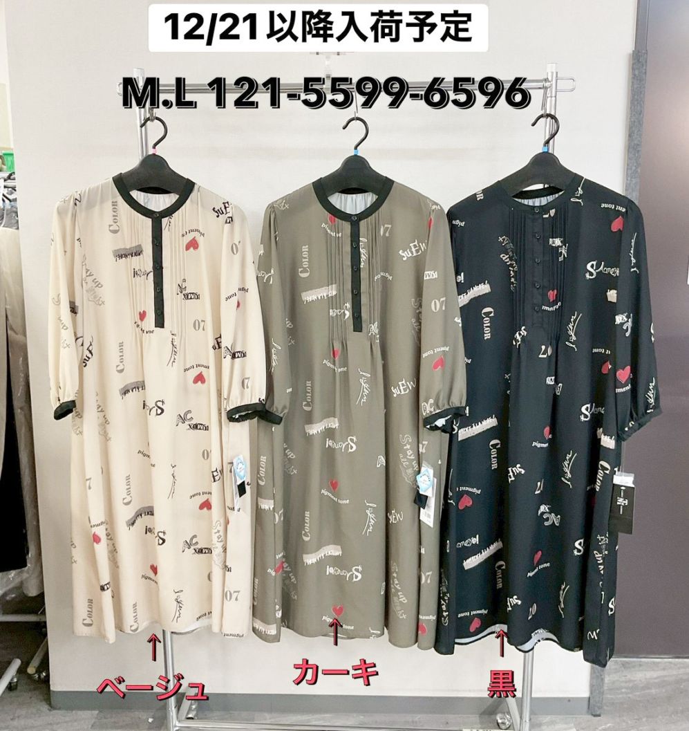 P000  【先行受注・12/21～入荷】総柄タック入りシャツワンピ（48-12155996596）