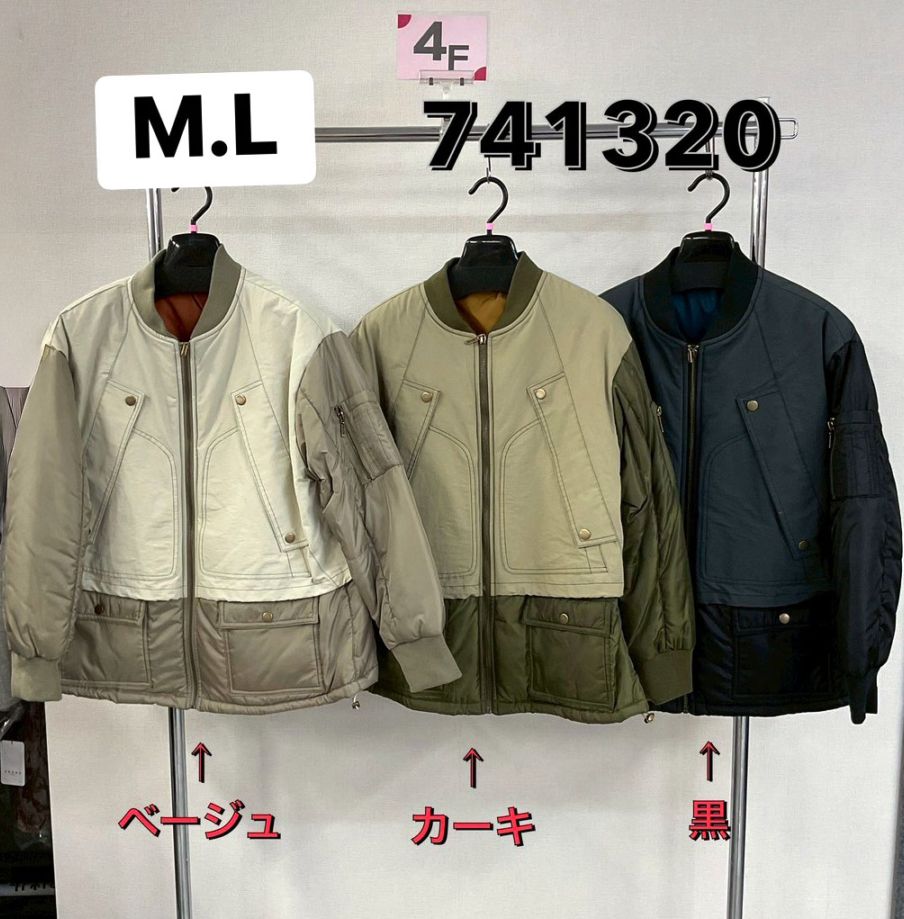 【値下げ】異素材配色切替ミリタリー風ブルゾン