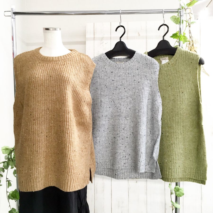 P000  【大寸2L・3Lサイズ】5Gカラーネップ肩畔ベスト（F2KA-720532L）