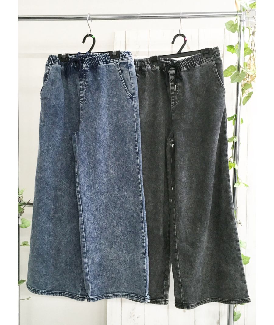 P000  【値下げ】裏起毛ワイドデニムパンツ（F2KA-365936）