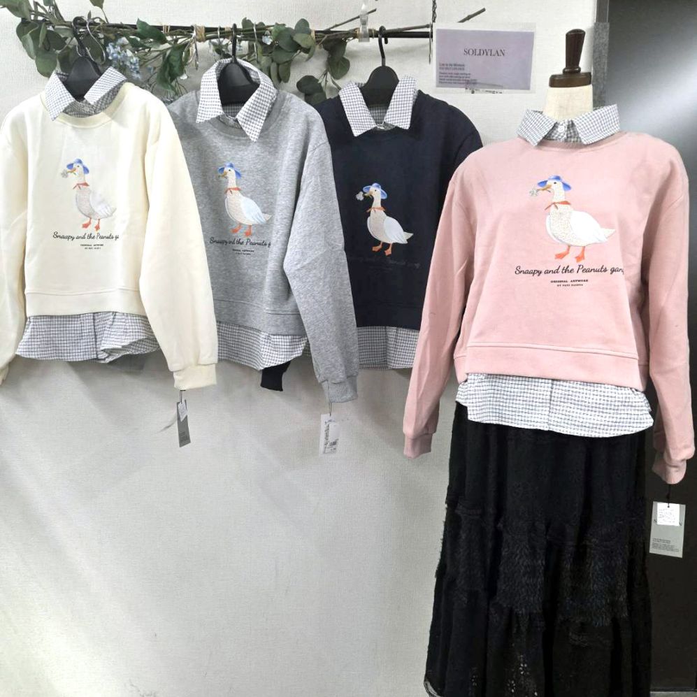 P000【SOLDYLAN】アヒルアップリケ レイヤード風トレーナー（F2KA-A20332）