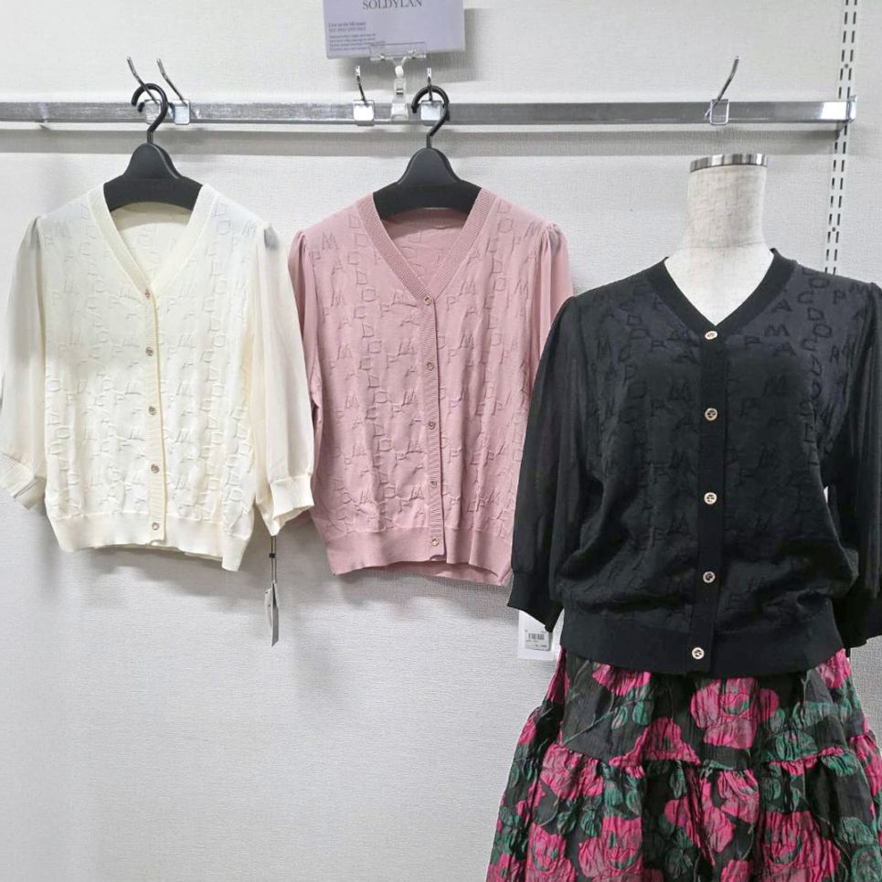 P000【SOLDYLAN】異素材袖 ジャガード春ニットカーデ（F5-26057）