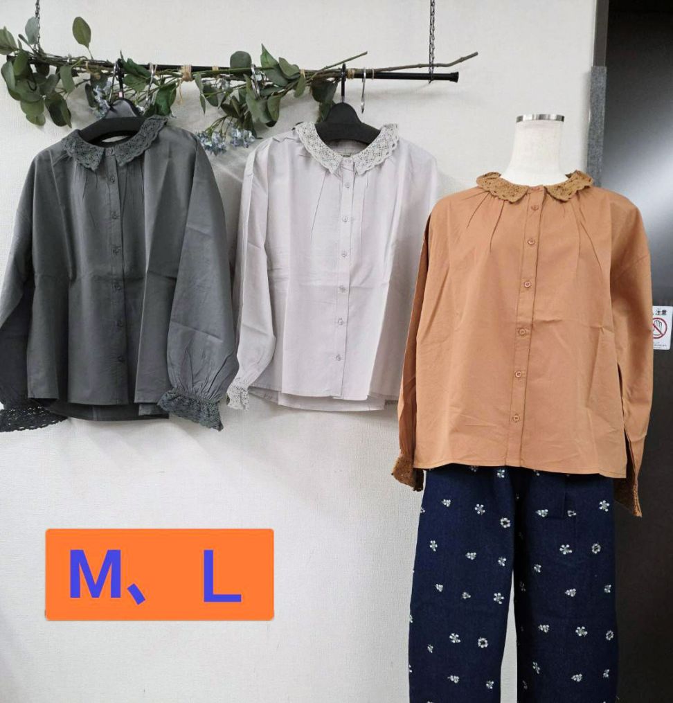 P000 衿袖口レース付き ブラウス（F2KA-760427）