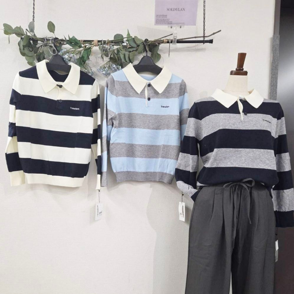 P000 【SOLDYLAN】ラガーシャツ風ニットソー （F2KA-A20536）