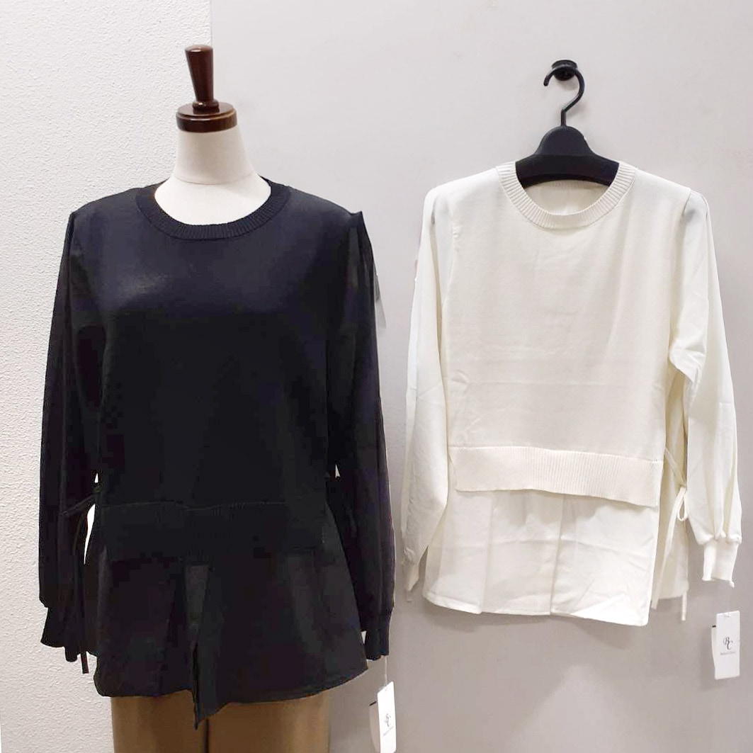 P000 ニットベストレイヤード風 同色無地BL（F3Y-4325107）