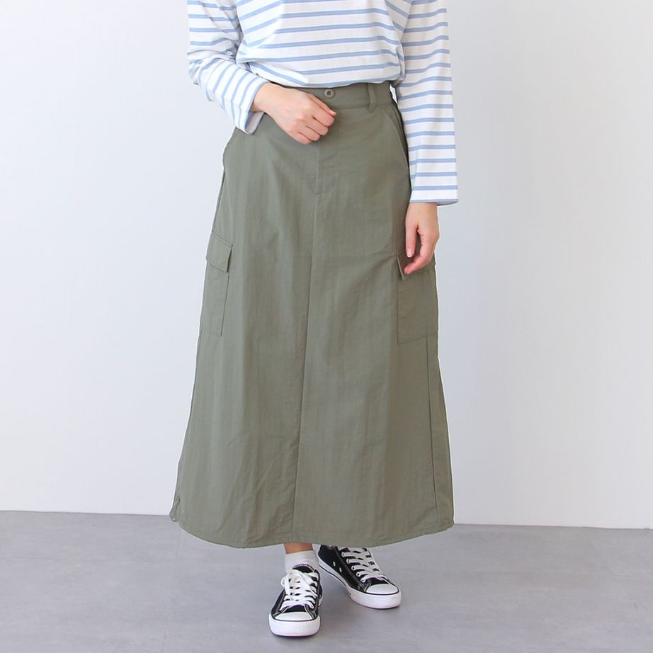 P000【ironohi】撥水加工ナイロン100％ カーゴスカート（75-26261）