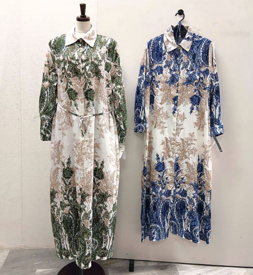 P000【値下げ】パネルプリント シャツワンピース（F3Y-A16207）