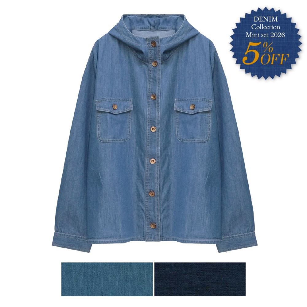 P000 【5％OFF】SS-0012 デニムフード付きシャツジャケット 4枚組