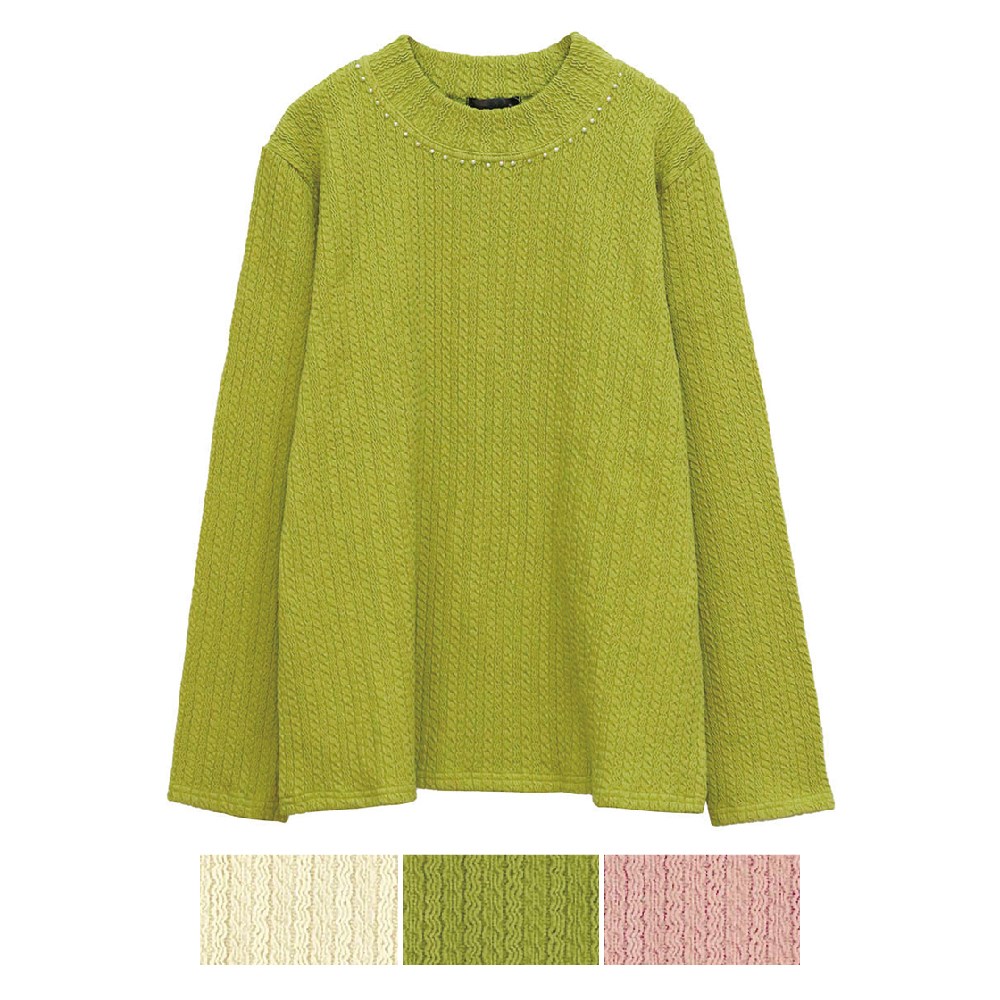 P000 SS-0024 長袖 ジャガードパール付きプルオーバー 3枚組