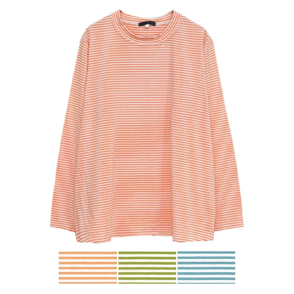 P000 SS-0031 長袖 カラフルボーダープルオーバー 6枚組