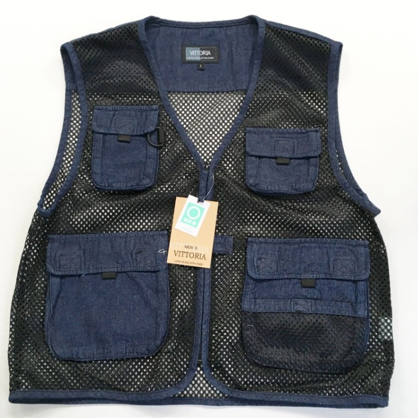 P000 紳士 デニムメッシュベスト ×20入（DM-61042）