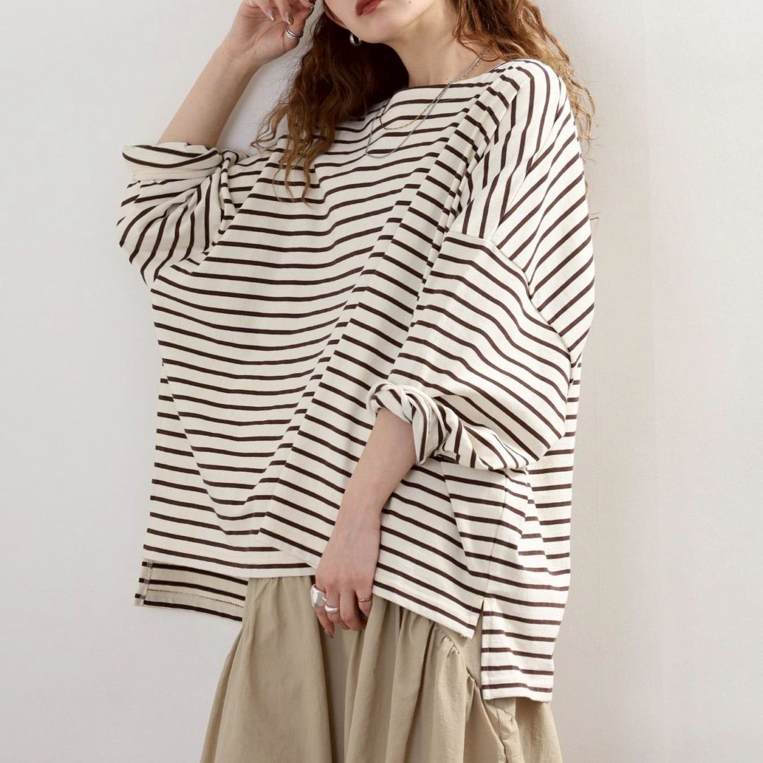 P000  【取寄せ】度詰め天竺 ワイドボーダー ボーダーロンT（F2TK-Am02）