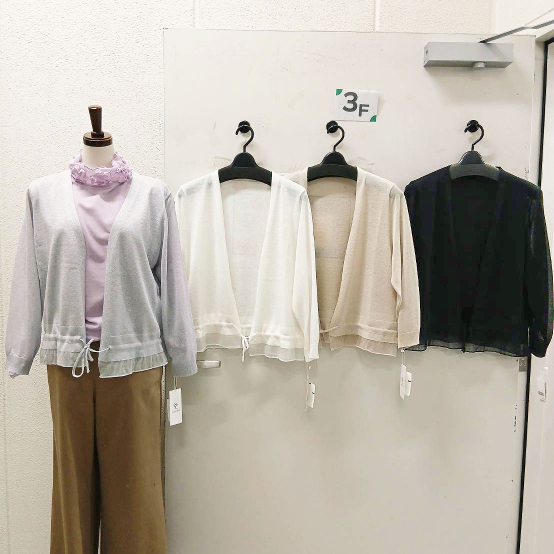 P000 ウエストりぼん薄手カーディガン （F3Y-4325110）