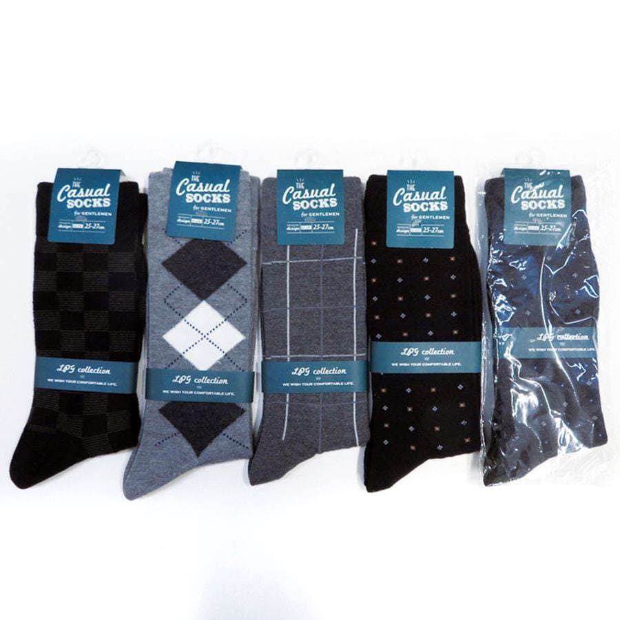 P001 DM-25936 紳士柄クルーソックス ×100入