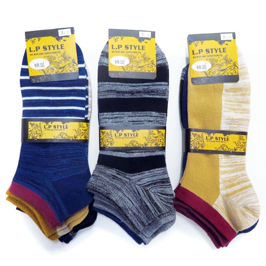P001 DM-26089 紳士柄３足組スニーカーソックス ×30入