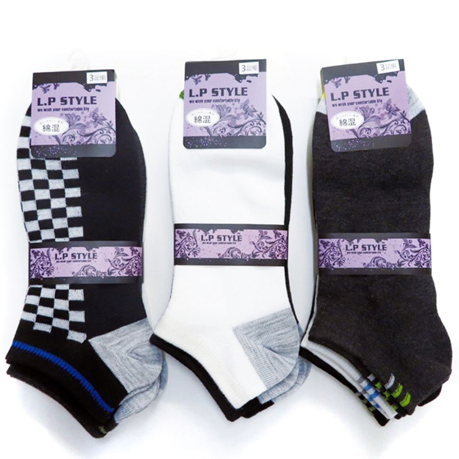 P001 DM-26090 紳士柄３足組スニーカーソックス ×30入