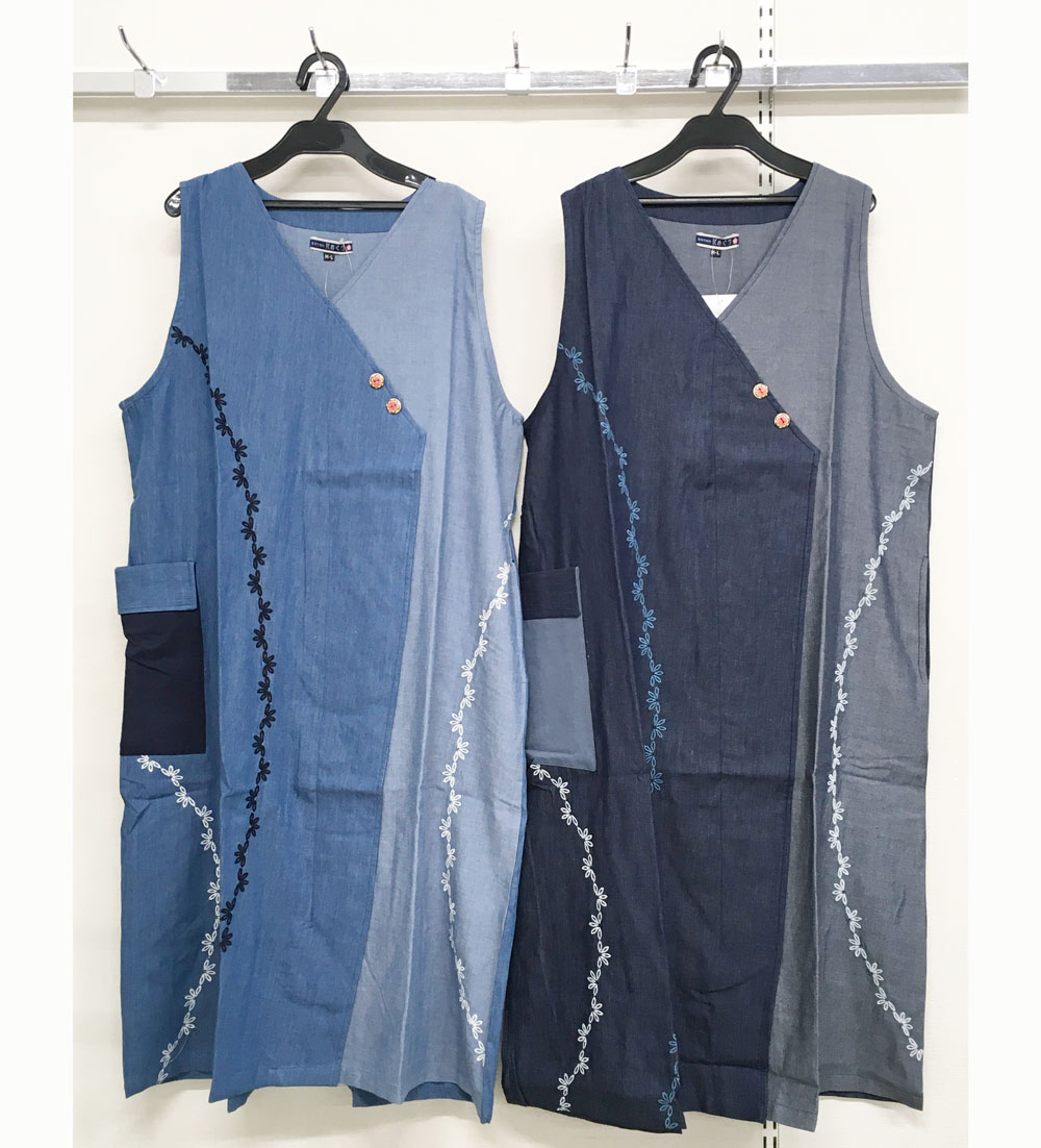 P000 刺しゅう 配色切替 デニムジャンスカ（75-575963）