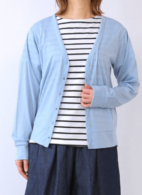 P000【ironohi】UV天竺 Vネックカーディガン（75-25308）