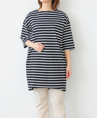 P000【ironohi】バスクボーダー コクーンチュニック（75-26312）