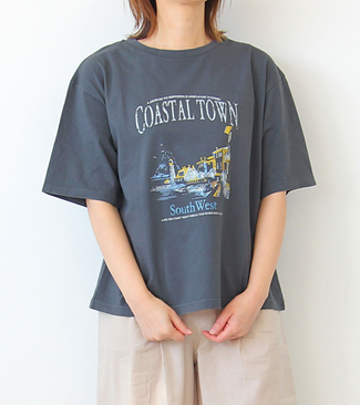 P000【ironohi】綿100％ ビンテージ加工 ワイドTシャツ（75-26321）