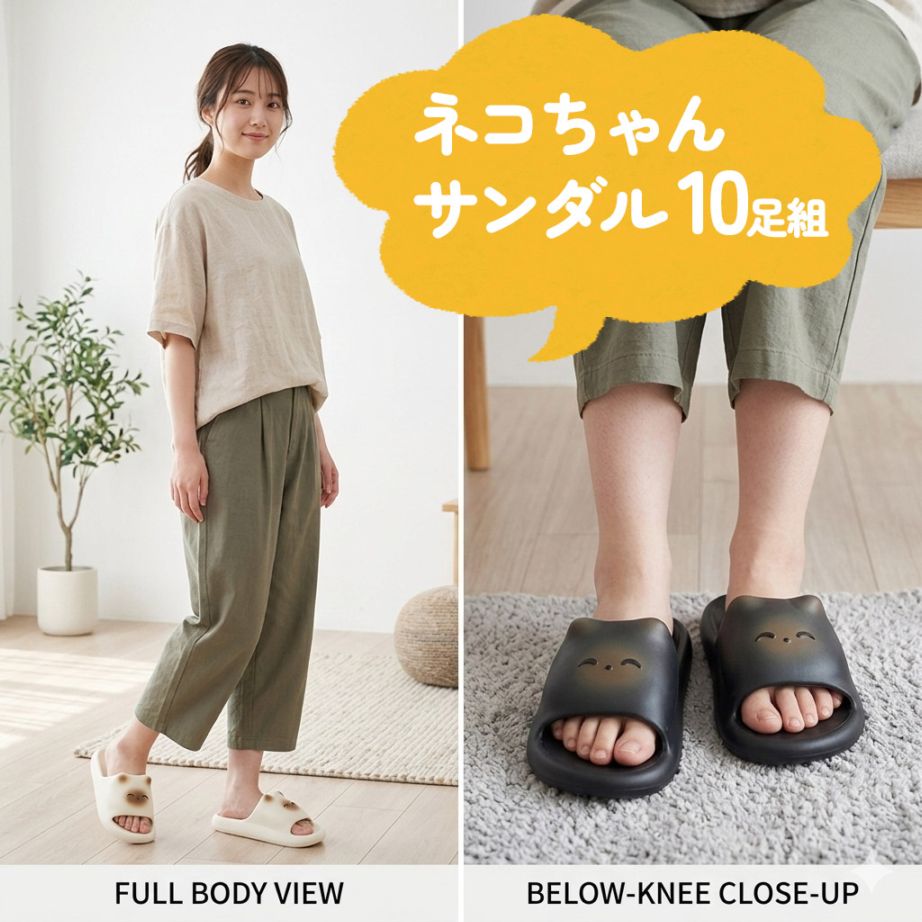 P000 【即納！】ねこちゃんEVAサンダル  (ZH5013)10足組 