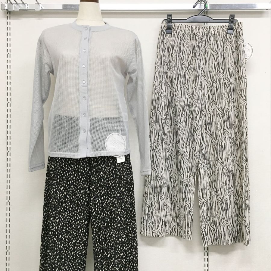 P000 総柄プリーツワイドパンツ（F2KA-366592）