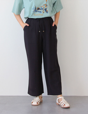 P000【ironohi】接触冷感スラブ ストレートパンツ（75-26363）