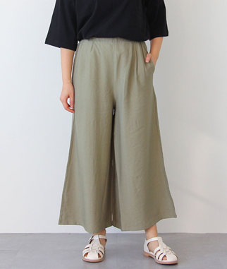 P000【ironohi】接触冷感スラブ ワイドパンツ（75-26364）