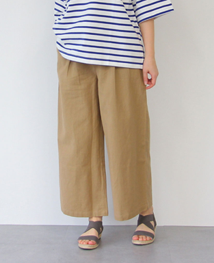P000【ironohi】コットンリネン タックワイドパンツ（75-26370）