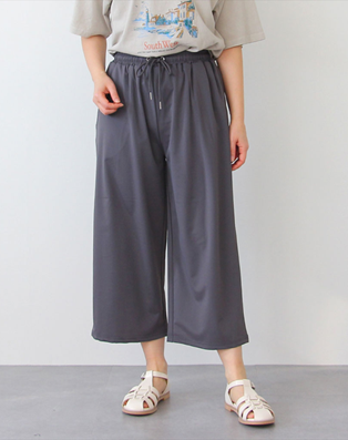 P000【ironohi】クールナイロン ストレッチ ワイドパンツ（75-26374）