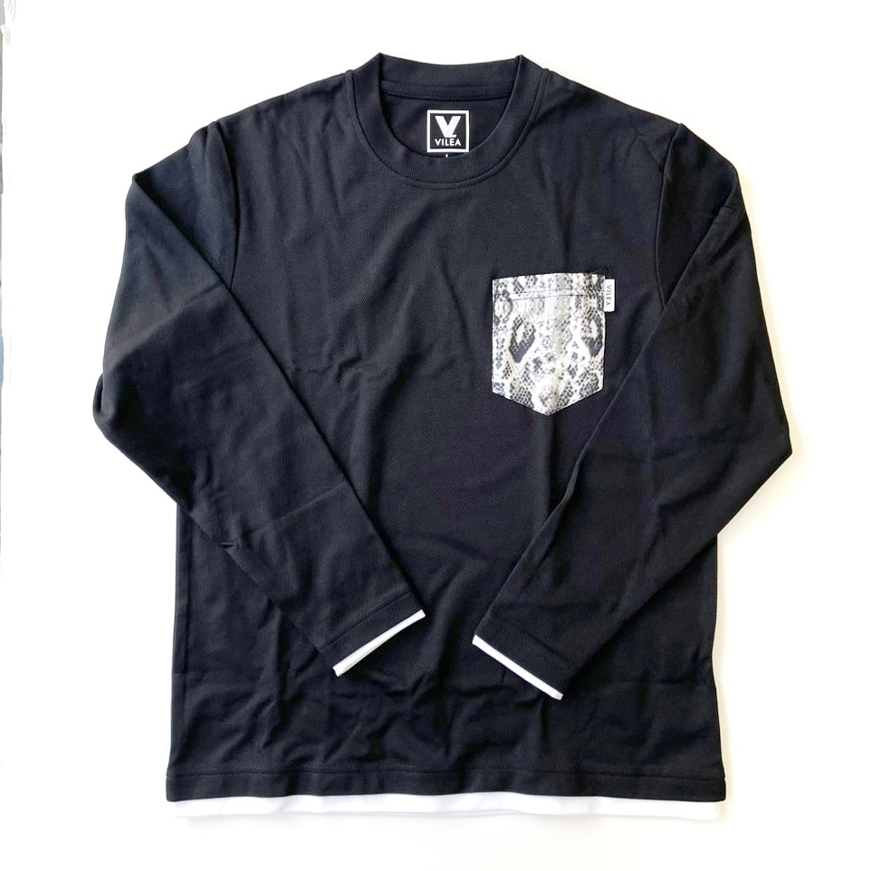 P000 DM-61049 紳士 長袖レイヤードポケ付Ｔシャツ ×30入