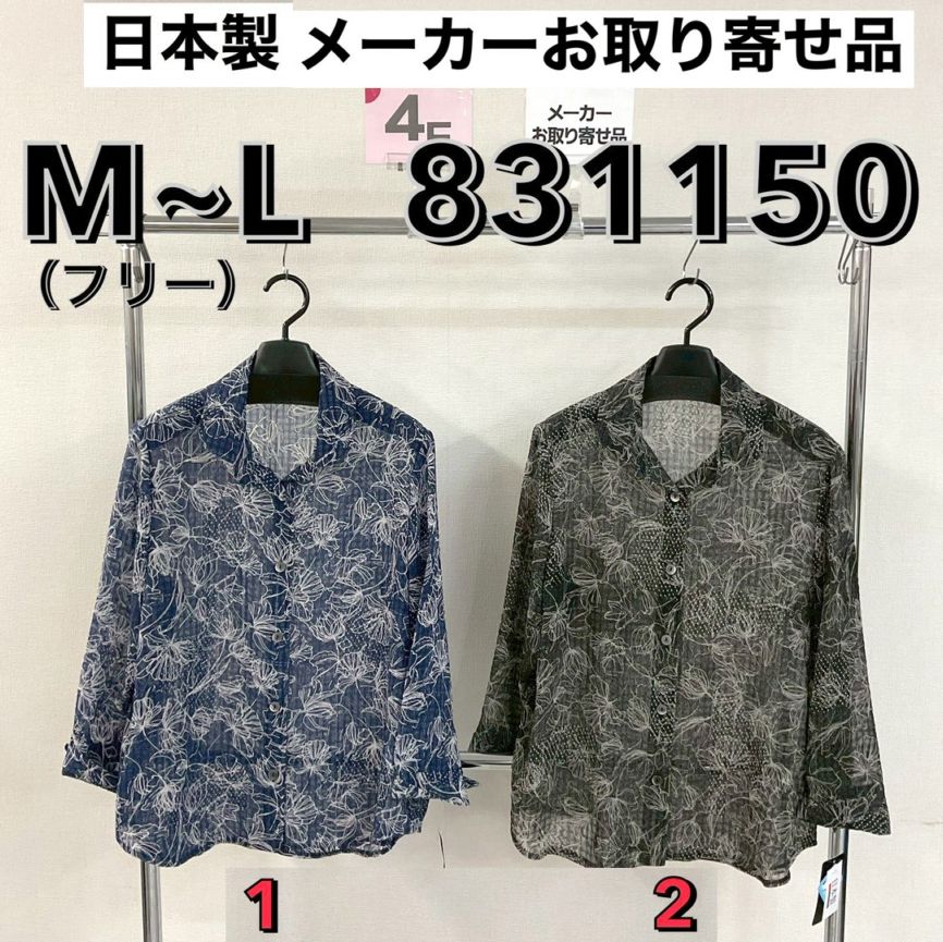 P000【取寄せ】【日本製】植物線画 シアーブラウス（48-831150）