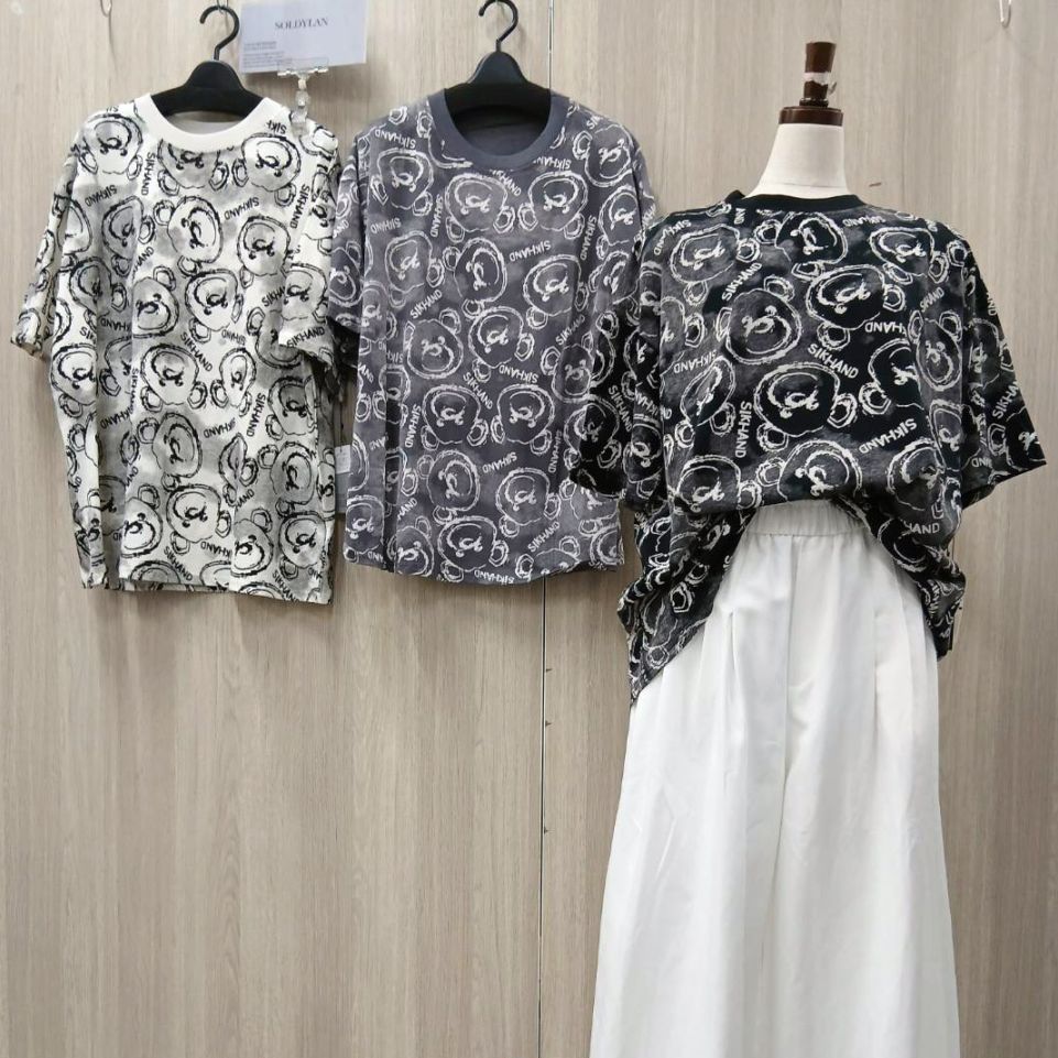 P000【SOLDYLAN】くま総柄 むら染め風Tシャツ（F2KA-A20664）