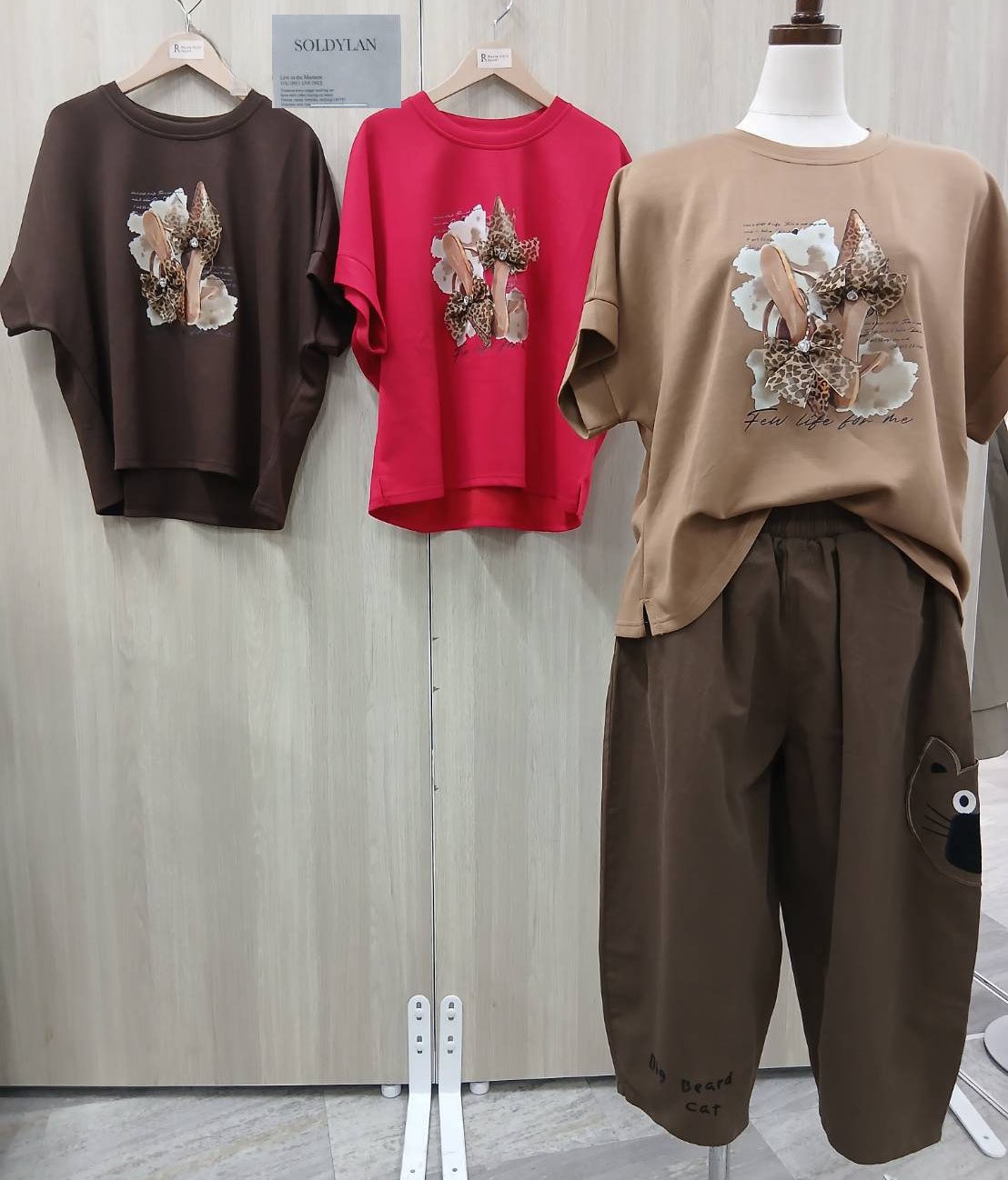 P000【SOLDYLAN】立体リボンヒョウ柄ミュール転写PtPO（F5-26129）