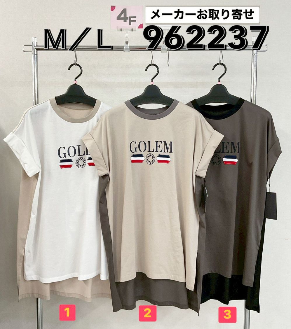 P000【取寄せ】前後配色切替 胸PtチュニックTシャツ（48-962237）