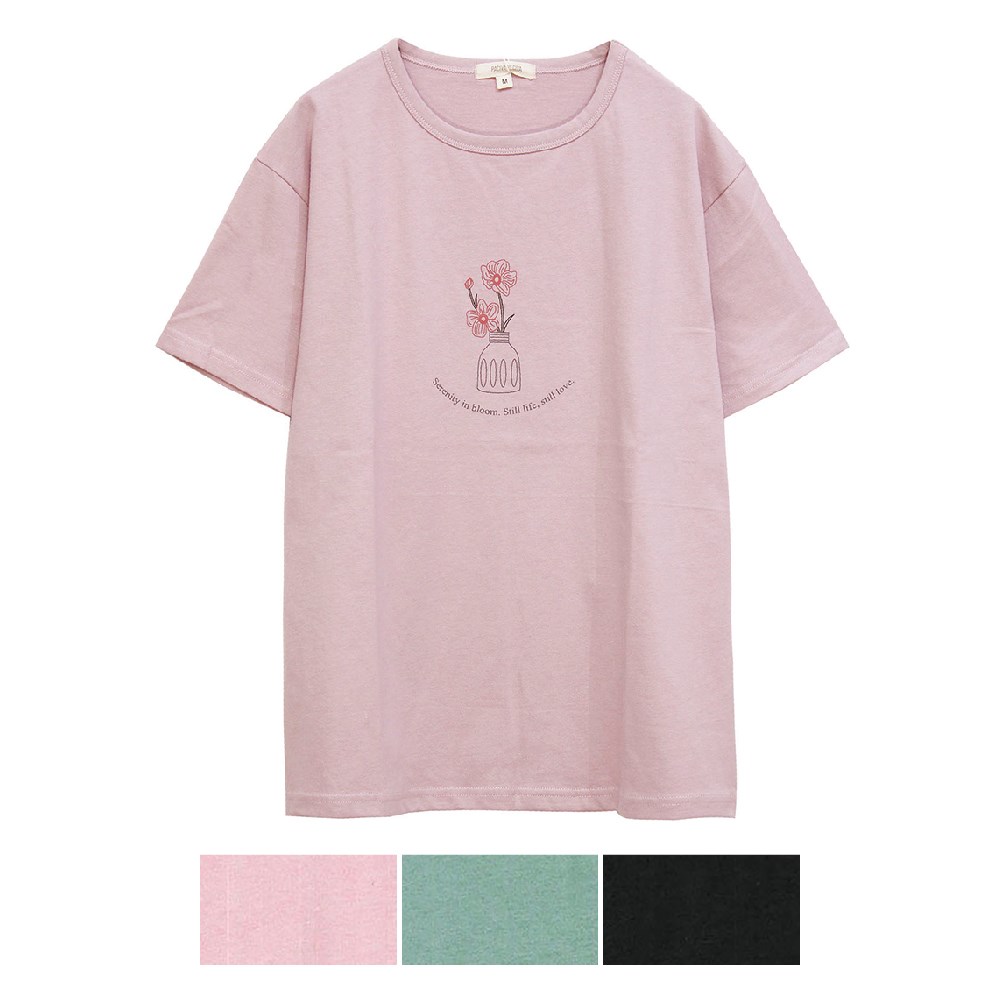 P000SS-0186L 【大寸】半袖綿１００％英字花プリントTシャツ(530010LL) 6枚組