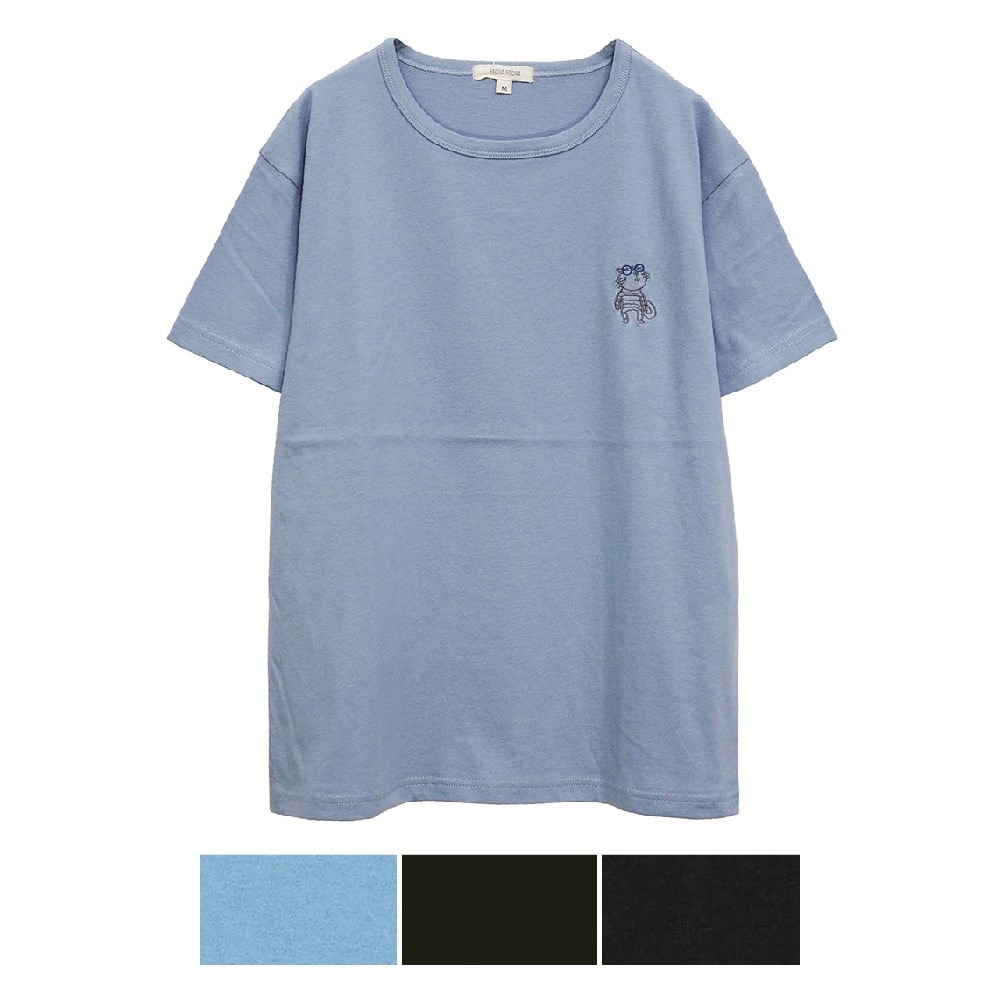 P000SS-0187L 【大寸】半袖綿１００％ネコ刺繍Tシャツ(530012LL) 6枚組