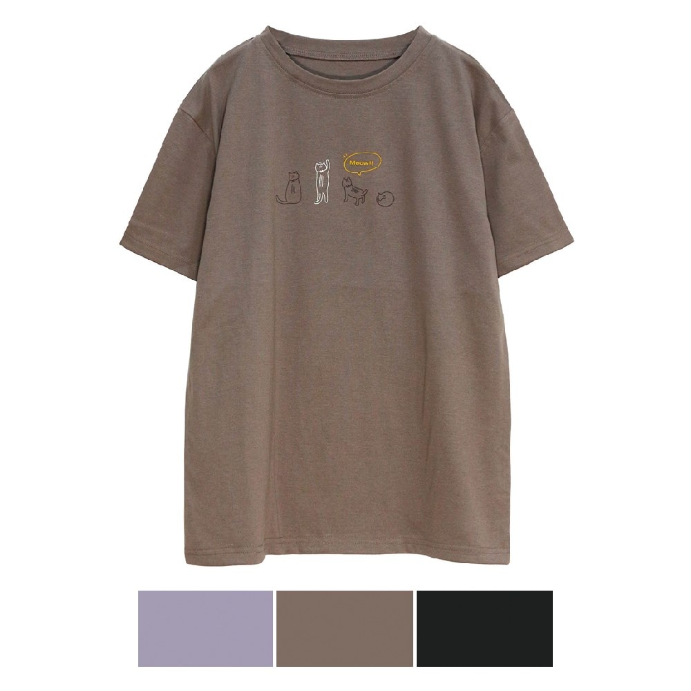 P000SS-0192L 【大寸】半袖ネコプリントTシャツ(560822LL) 6枚組