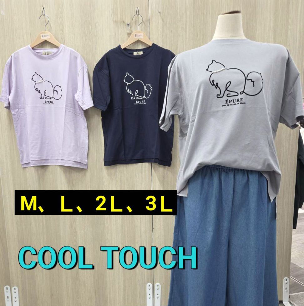 P000【接触冷感】ねこフロッキーPt Tシャツ（F2KA-808400）
