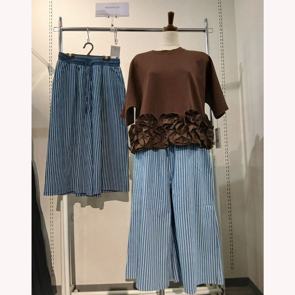 P000 【SOLDYLAN】ヒッコリー柄ワイドパンツ（F5-26348）