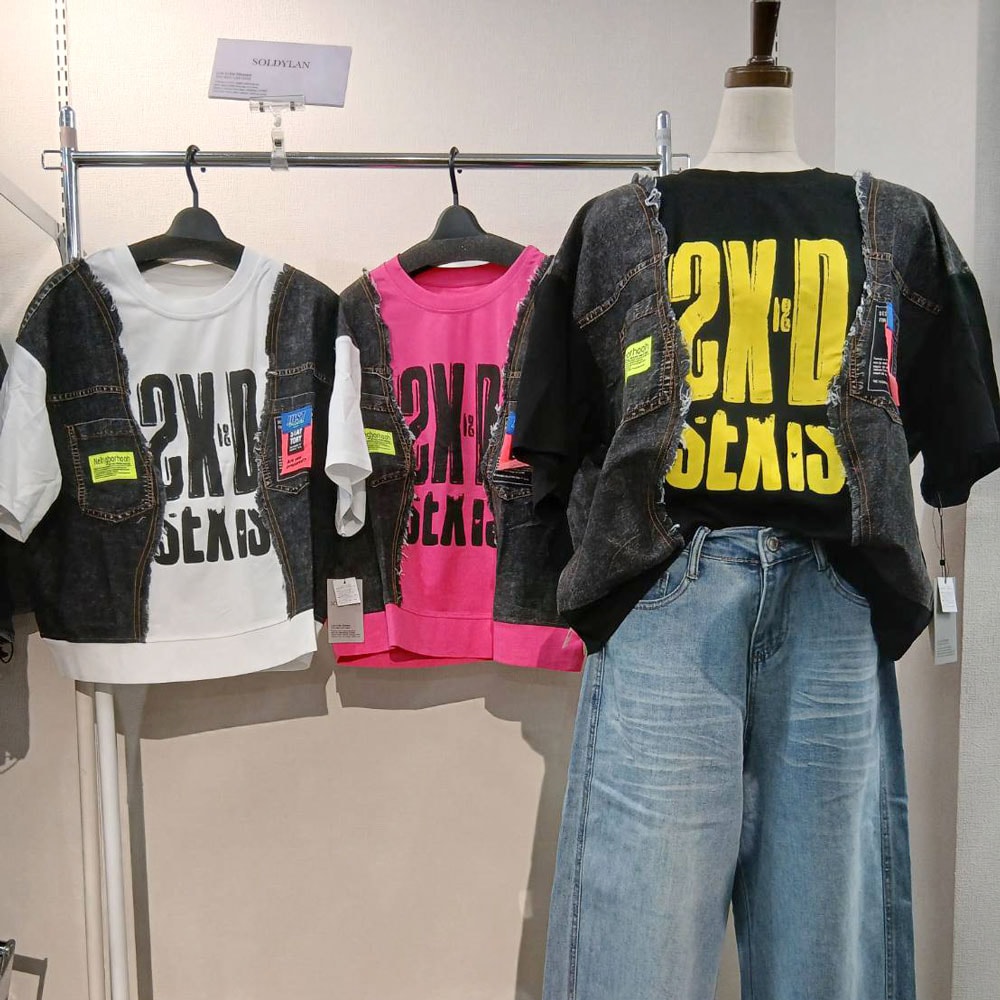 P000【SOLDYLAN】デニム重ね着風半袖Tシャツ（F2KA-A20913）