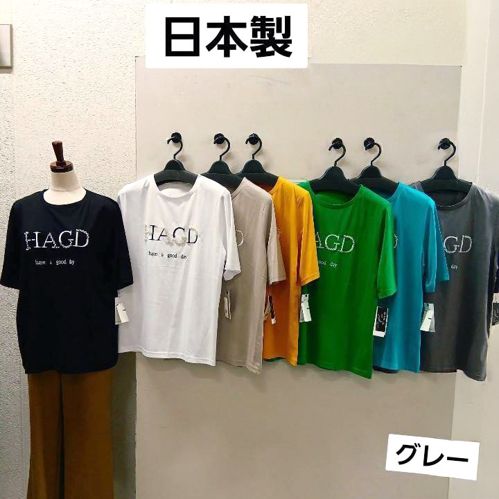 P000 【日本製】パールビーズ付き ロゴTシャツ（F3Y-766148）