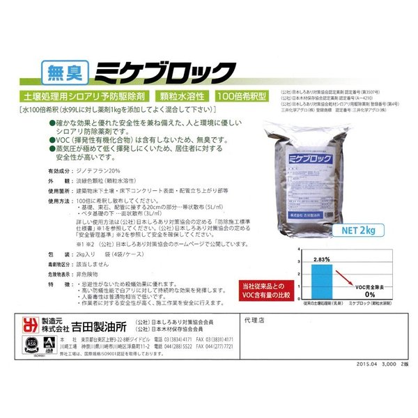 土壌処理用 シロアリ 予防駆除剤 ミケブロック 100倍希釈型 500g