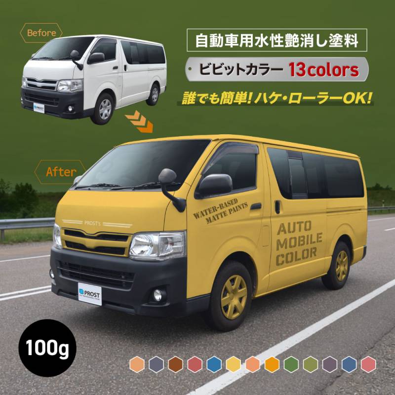 水性オートモービルカラー ビビットカラー 全13色 100g/艶消し 水性塗料 つや消し 車　