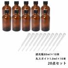 遮光瓶 60ml 黒キャップ、ドロッパー付き 10本・丸スポイト 1.0ml 10本