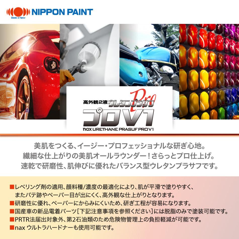 naxウレタンプラサフ プロV1 グレー 1kgセット/日本ペイント プラサフ