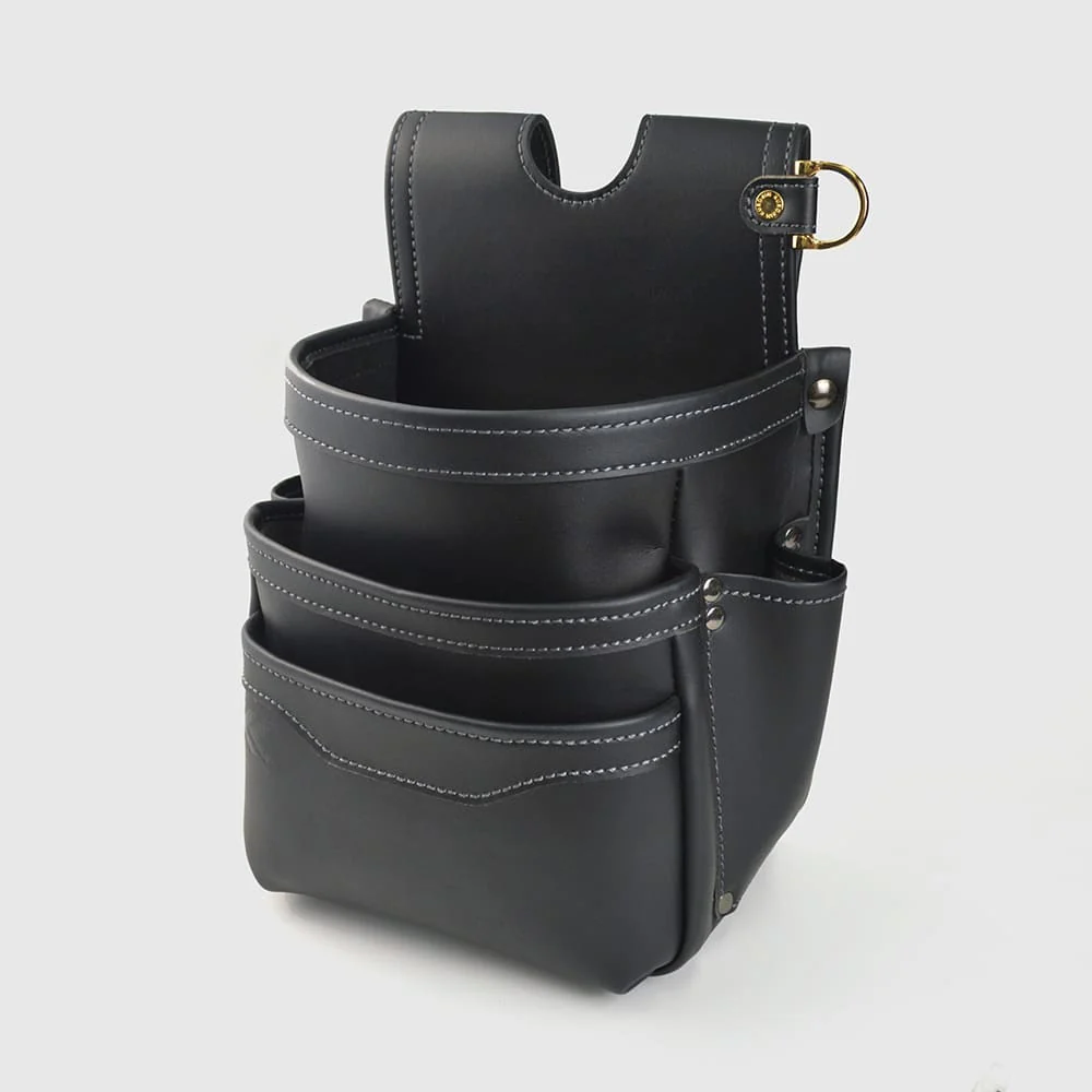 フジ矢(AB-23BG)腰袋3段(黒金)LIGHT PU LEATHER SERIES