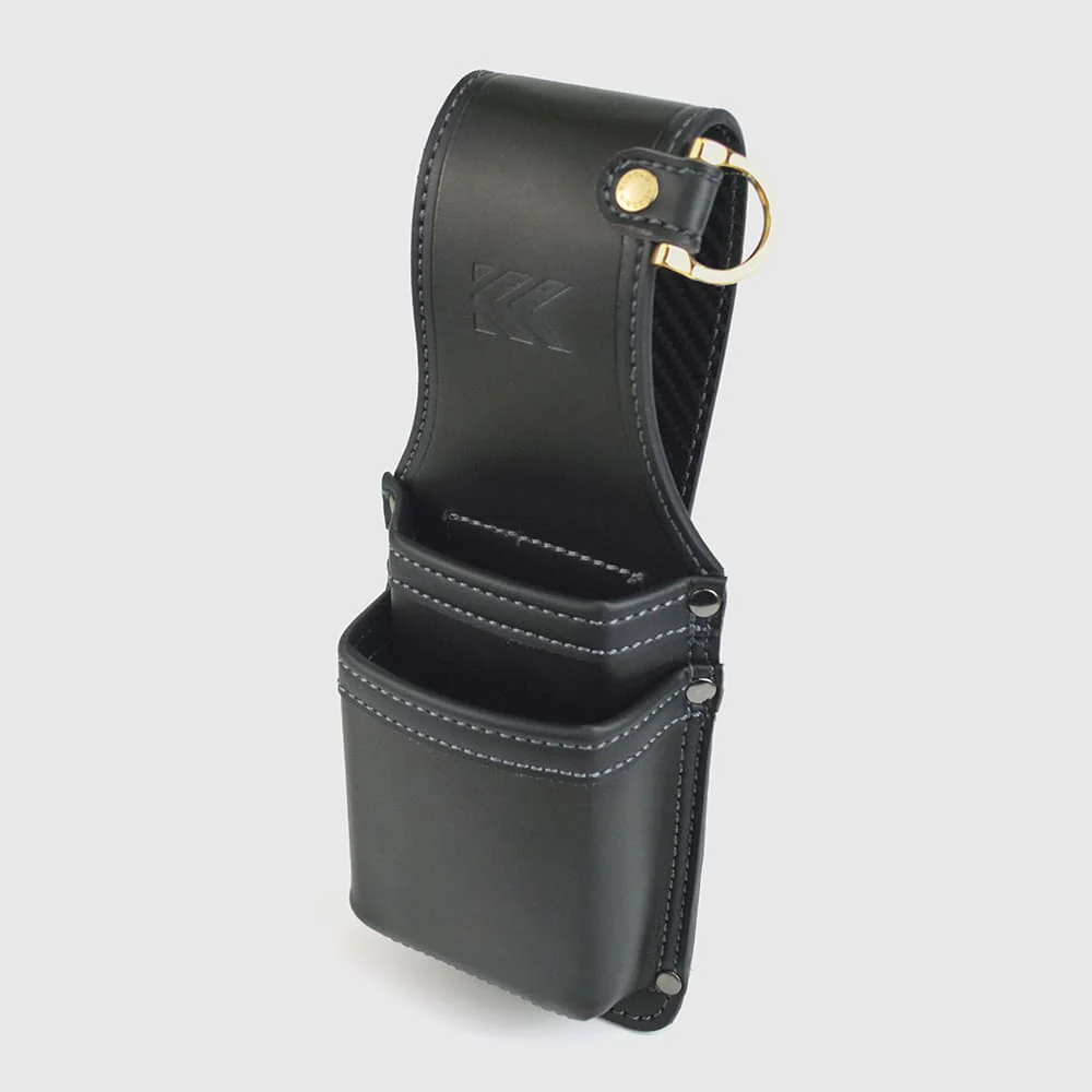 フジ矢(AH-12BG)圧着2段ホルダー(黒金)LIGHT PU LEATHER SERIES