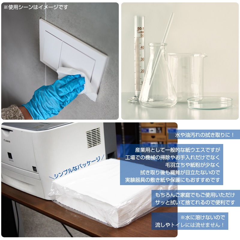 ペーパーウエス 業務用紙ウエス 正方形(300×300mm) 500枚入り